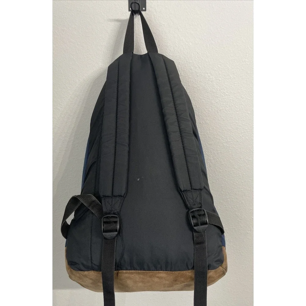 Jansport Classic Originals Suede‎ Leather Bottom School Backpack Blue Canvas